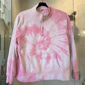 J Crew Pink Tie Dye Quarter Zip